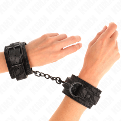 Kink - punhos cobertos de renda escura preto ajustável 19-26 cm kink wrist restraint caliente. Pt