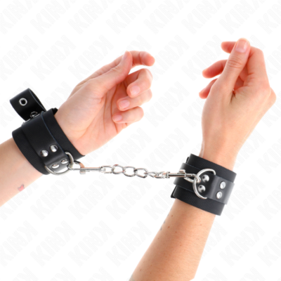 Kink - punhos de nylon preto com cinto de couro preto ajustável 19-29 cm x 5,1 cm kink wrist restraint caliente. Pt