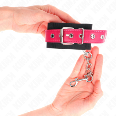 Kink - punhos de nylon preto com cinto de couro framboesa rose ajustável 19-29 cm x 5,1 cm kink wrist restraint caliente. Pt