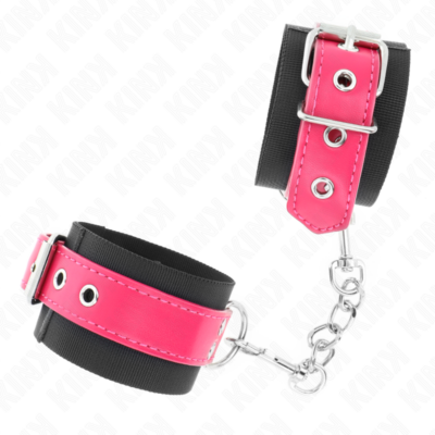Alternative view of KINK - PUNHOS DE NYLON PRETO COM CINTO DE COURO RASPBERRY ROSE AJUSTÁVEL 19-29 CM X 5,1 CM