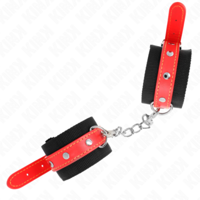 Alternative view of KINK - PUNHOS DE NYLON PRETO COM COURO VERMELHO AJUSTÁVEIS 19-24 CM X 5,5 CM