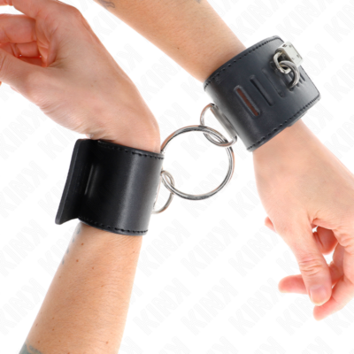 Kink - pulso fixo com anel e fechamento de cadeado preto ajustável 16-23 cm x 5,5 cm kink wrist restraint caliente. Pt