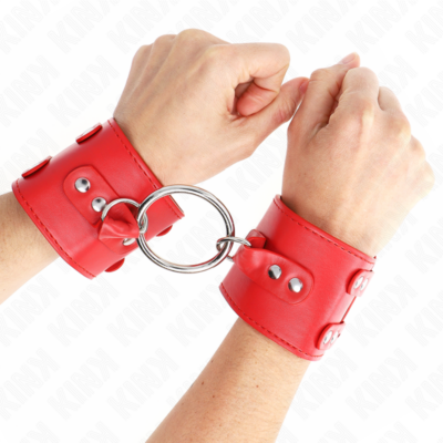 Kink - punhos fixos com anel e pregos ajustáveis vermelho 17-22 cm x 6,5 cm kink wrist restraint caliente. Pt