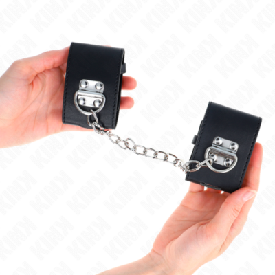 Kink - punhos fixos com corrente 30 cm e fechamento de cadeado preto ajustáveis 16-23 cm x 5,5 cm kink wrist restraint caliente. Pt