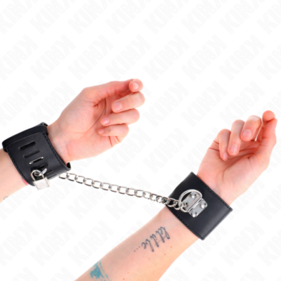 Kink - punhos fixos com corrente 30 cm e fechamento de cadeado preto ajustáveis 16-23 cm x 5,5 cm kink wrist restraint caliente. Pt