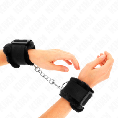 Kink - pulso forro peludo preto ajustável 17-31 cm x 7 cm kink wrist restraint caliente. Pt