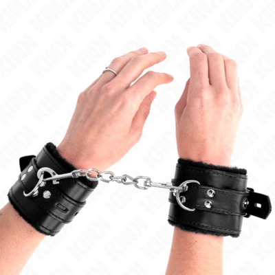 Kink - pulso forro de pele com furos quadrados preto e cinto preto ajustável 17-29 cm x 6 cm kink wrist restraint caliente. Pt