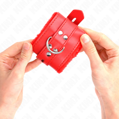 KINK - PULSO FORRO DE PELE COM FUROS QUADRADOS VERMELHO E CINTO VERMELHO AJUSTÁVEL 17-29 CM X 6 CM 6 Kink - pulso forro de pele com furos quadrados vermelho e cinto vermelho ajustável 17-29 cm x 6 cm kink wrist restraint caliente. Pt