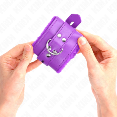 Kink - pulso forro de pele com furos quadrados roxo e cinto roxo ajustável 17-29 cm x 6 cm kink wrist restraint caliente. Pt
