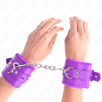 Kink - pulso forro de pele com furos quadrados roxo e cinto roxo ajustável 17-29 cm x 6 cm kink wrist restraint caliente. Pt