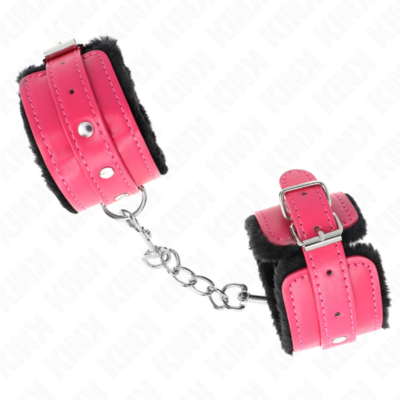 Alternative view of KINK - PULSO PREMIUM FORRO DE PELE PRETO COM CINTO RASPBERRY ROSE AJUSTÁVEL 17-29 CM X 6 CM