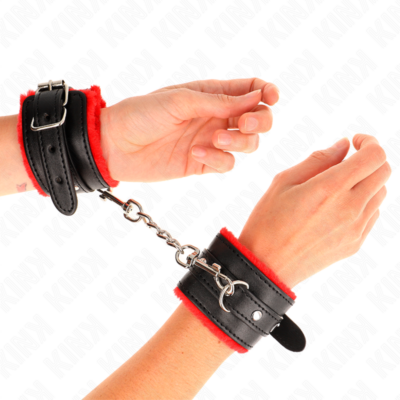 Kink - pulso premium forro de pele vermelho com cinto preto ajustável 17-29 cm x 6 cm kink wrist restraint caliente. Pt