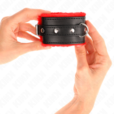 Kink - pulso premium forro de pele vermelho com cinto preto ajustável 17-29 cm x 6 cm kink wrist restraint caliente. Pt