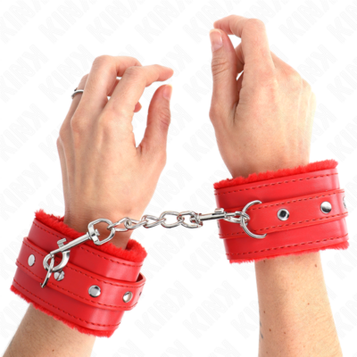 Kink - pulso premium forro de pele vermelho com cinto vermelho ajustável 17-29 cm x 6 cm kink wrist restraint caliente. Pt