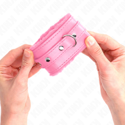 Kink - pulso premium forro de pele rosa com cinto rosa ajustável 17-29 cm x 6 cm kink wrist restraint caliente. Pt