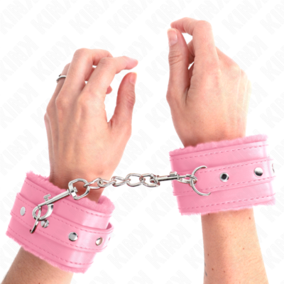Kink - pulso premium forro de pele rosa com cinto rosa ajustável 17-29 cm x 6 cm kink wrist restraint caliente. Pt