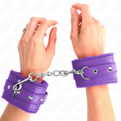 Kink - pulso forro de pele premium roxo com cinto roxo ajustável 17-29 cm x 6 cm kink wrist restraint caliente. Pt