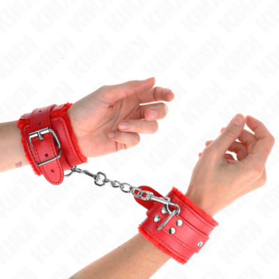 Kink - pulso forro de pele vermelho com cinto vermelho ajustável 17-29 cm x 6 cm kink wrist restraint caliente. Pt
