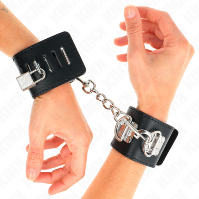 Kink - punhos multposições com fechamento de cadeado preto ajustáveis 16-23 cm x 5,5 cm kink wrist restraint caliente. Pt