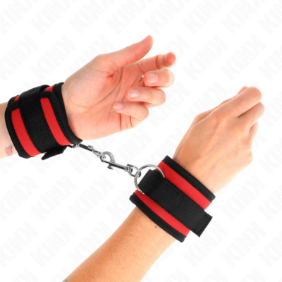 Kink - retenções de pulso nylon bind hook&loop vermelho-preto modelo 2 ajustável 18-35 cm x 6 cm kink wrist restraint caliente. Pt