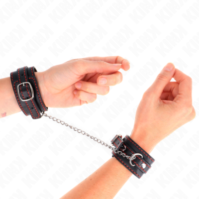 Kink - pequenos punhos pretos com forro vermelho ajustáveis 14-24 cm x 3,5 cm kink wrist restraint caliente. Pt