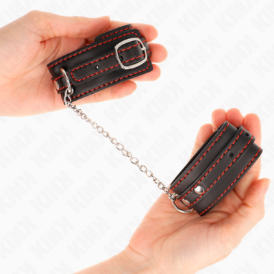 Kink - pequenos punhos pretos com forro vermelho ajustáveis 14-24 cm x 3,5 cm kink wrist restraint caliente. Pt