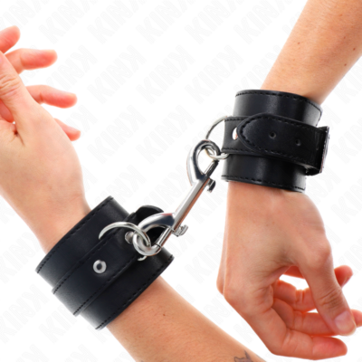 Kink - retenções de pulso - linha de rebite única e fivela grande preta ajustável 17-28 cm x 5 cm kink wrist restraint caliente. Pt