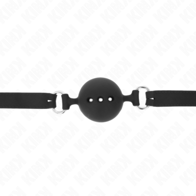 Kink - mordaça completa de silicone 55 x 2 cm com bola de 4,5 cm tamanho m preto ajustável 35-51 cm kink collar & gag caliente. Pt