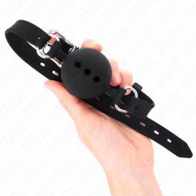 Alternative view of KINK - MORDAÇA COMPLETA DE SILICONE 55 x 2 CM COM BOLA DE 4,5 CM TAMANHO M PRETO AJUSTÁVEL 35-51 CM