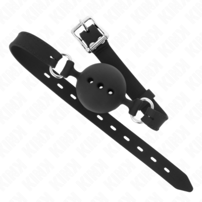 Kink - mordaça completa de silicone 55 x 2 cm com bola de 4,5 cm tamanho m preto ajustável 35-51 cm kink collar & gag caliente. Pt