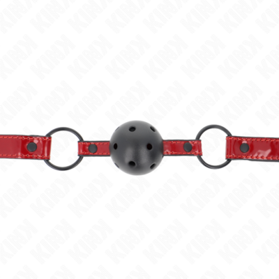 Kink - bola de couro brilhante 4,5 cm mordaça 63,5 x 2 cm ajustável 41 x 59 cm kink collar & gag caliente. Pt