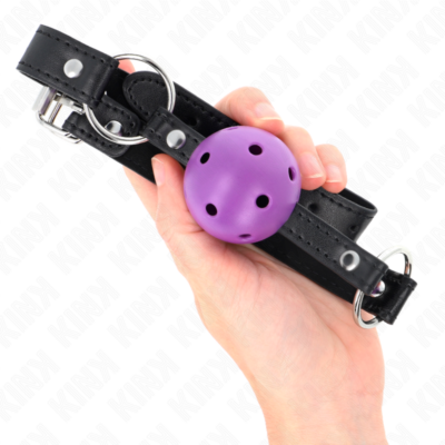 Kink - bola roxa duro oca 4,5 cm mordaça 63,5 x 2 cm kink collar & gag caliente. Pt