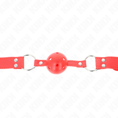 Kink - mordaça de bola dura oca vermelha completa 62 x 2 cm kink collar & gag caliente. Pt