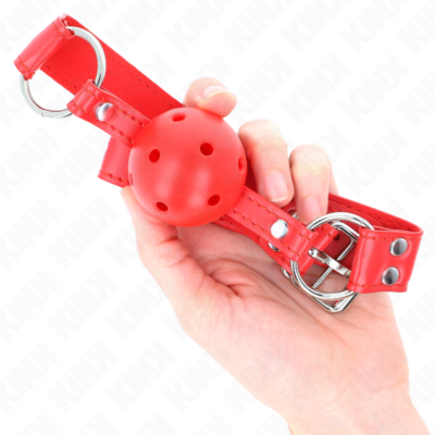 Kink - mordaça de bola dura oca vermelha completa 62 x 2 cm kink collar & gag caliente. Pt