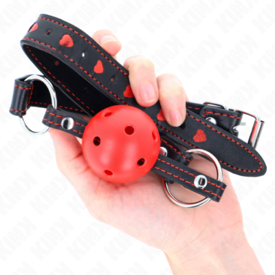 Kink - mordaça de bola vermelha oca duro modelo 2 65 x 2,5 cm kink collar & gag caliente. Pt