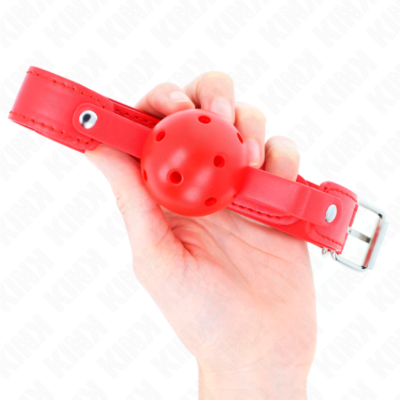 Kink - bola respirável vermelha 4,5 cm mordaça 65 x 2,5 cm kink collar & gag caliente. Pt
