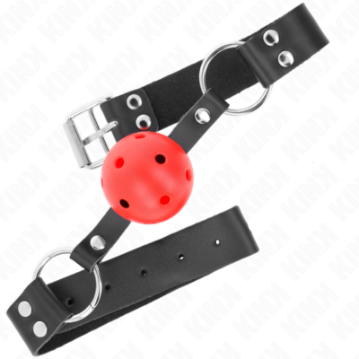 Alternative view of KINK - BOLA RESPIRÁVEL 4 CM MORDAÇA COM REBITE DUPLO VERMELHO 62,5 x 2,5 CM AJUSTÁVEL 42-58 CM