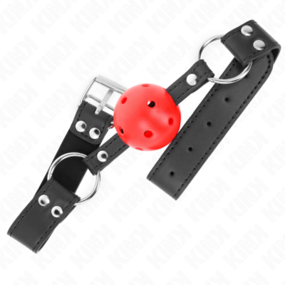 Alternative view of KINK - BOLA RESPIRÁVEL MORDAÇA DE 4 CM COM REBITE DUPLO COURO 62,5 x 2,5 CM AJUSTÁVEL 42-58 CM