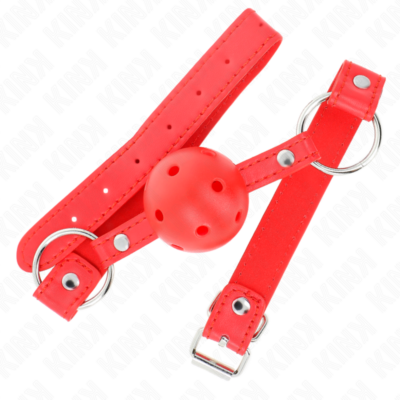 Alternative view of KINK - BOLA RESPIRÁVEL 4 CM MORDAÇA COM REBITE DUPLO MODELO 1 VERMELHO 62,5 x 2,5 CM AJUSTÁVEL 42-58 CM
