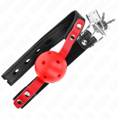 Kink - bola dura oca vermelha 4 cm gag alça preta 60 x 2 cm ajustável 37-52 cm kink collar & gag caliente. Pt