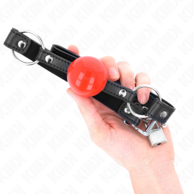 Kink - bola mordaça 4 cm com fechadura bola vermelha alça preta 60 x 2 cm kink collar & gag caliente. Pt