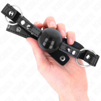 Kink - mordaça bola 4 cm com ponta rebite e snap lock 65 x 2 cm kink collar & gag caliente. Pt