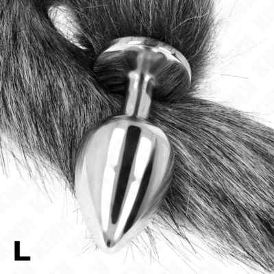 Kink - plug anal tamanho l 10 x 4 cm com cauda sintética 40 cm cinza kink pleasure plugs caliente. Pt