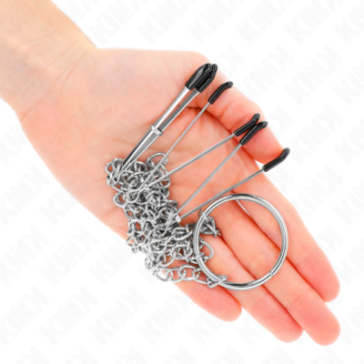 Kink - pinças triplas para bicos e clitóris com corrente modelo 3 kink nipple grip caliente. Pt
