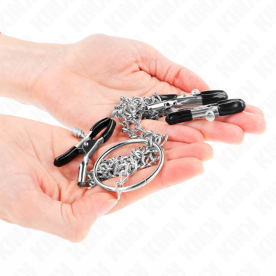 Kink - pinças triplas para bicos e clitóris com corrente modelo 2 kink nipple grip caliente. Pt