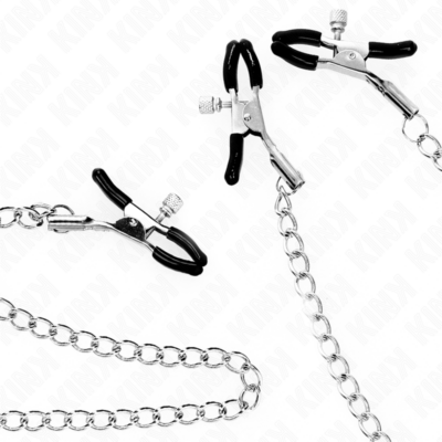 Kink - pinças triplas para bicos e clitóris com corrente modelo 2 kink nipple grip caliente. Pt