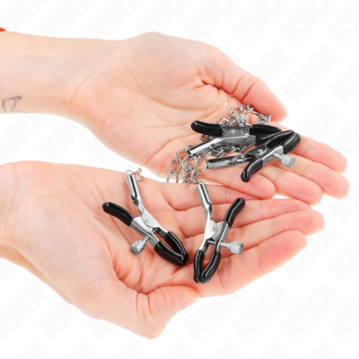 Kink - 4 pinças de bico e clitóris ajustáveis prata kink nipple grip caliente. Pt