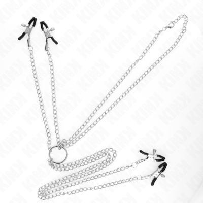 Kink - 4 pinças de bico e clitóris ajustáveis prata kink nipple grip caliente. Pt