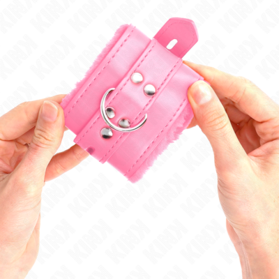 Kink - pulso forro de pele com furos quadrados rosa e cinto rosa ajustável 17-29 cm x 6 cm kink wrist restraint caliente. Pt