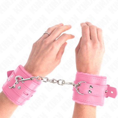 Kink - pulso forro de pele com furos quadrados rosa e cinto rosa ajustável 17-29 cm x 6 cm kink wrist restraint caliente. Pt